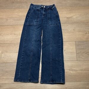 Juniors Size 1 PROJECT INDIGO Wide Leg High-Rise Jeans in Dark Blue